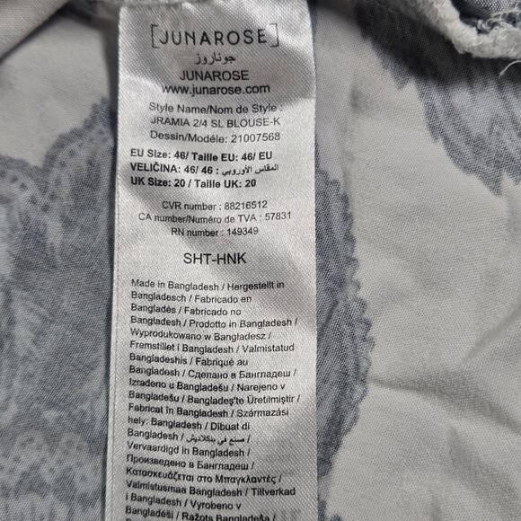 Junarose Wom Sz 16 Short Flutter Sleeve Top JRAMIA Blue Floral Spring Summer EUC - Picture 7 of 8